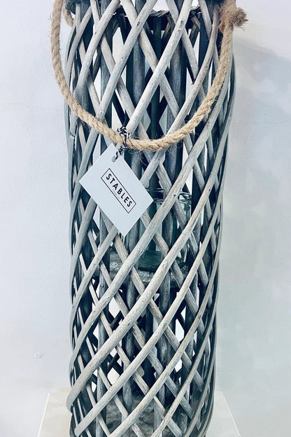 Grey Woven Lantern/Vase - Stables Flower Co