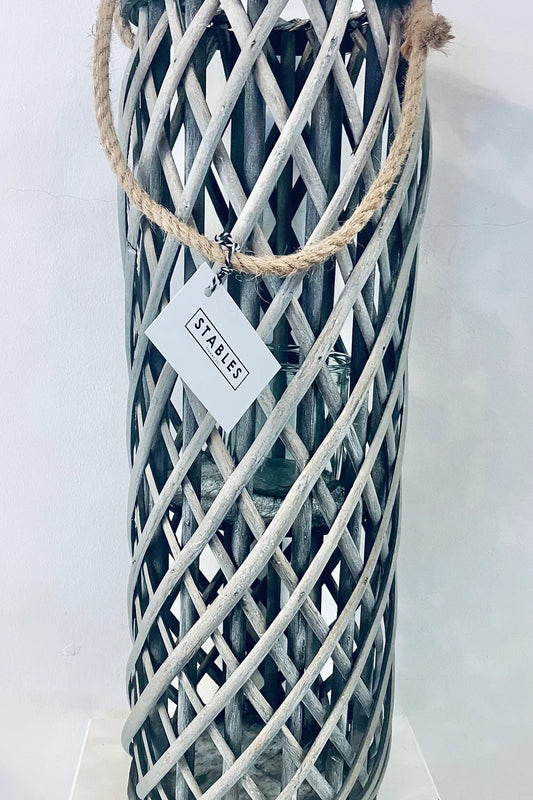 Grey Woven Lantern/Vase - Stables Flower Co